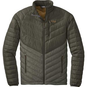 Men’s Outdoor Research Illuminate Down Jacket 2 Tone Green Sz Lg 800 Goose OR